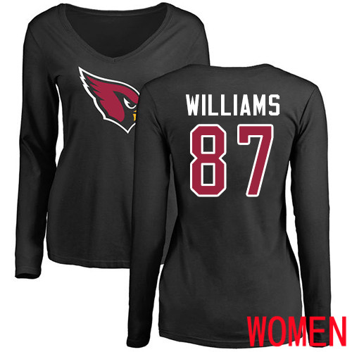Arizona Cardinals Black Women Maxx Williams Name And Number Logo NFL Football #87 Long Sleeve T Shirt->women nfl jersey->Women Jersey